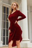 Load image into Gallery viewer, Dark Green Long Sleeves Holiday Party Dress with Pleated