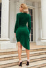 Load image into Gallery viewer, Dark Green Long Sleeves Holiday Party Dress with Pleated
