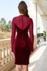 Load image into Gallery viewer, Burgundy Long Sleeves Velvet Holiday Party Dress