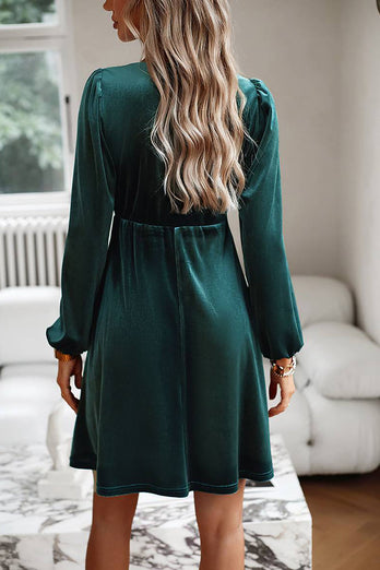 Black Velvet A line Holiday Party Dress with Pleated