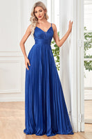 Load image into Gallery viewer, Glitter A-Line Dark Blue Prom Dress