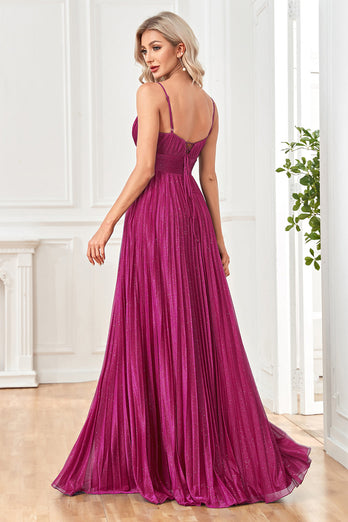 Glitter A-Line Dark Blue Prom Dress