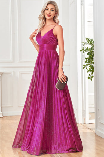 Glitter A-Line Dark Blue Prom Dress