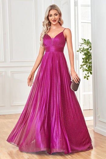 Glitter A-Line Dark Blue Prom Dress