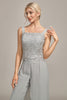 Load image into Gallery viewer, Silver Chiffon Pant and Lace Top Mother of The Bride Wide Pant Suits