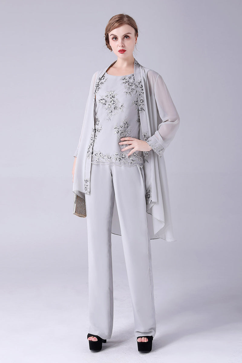 Load image into Gallery viewer, Navy 3 Piece Mother of the Bride Pant Suits with Appliques