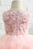 Load image into Gallery viewer, Pink Embroidery Tulle Flower Girl Dress