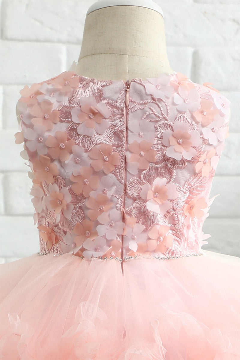 Load image into Gallery viewer, Pink Embroidery Tulle Flower Girl Dress