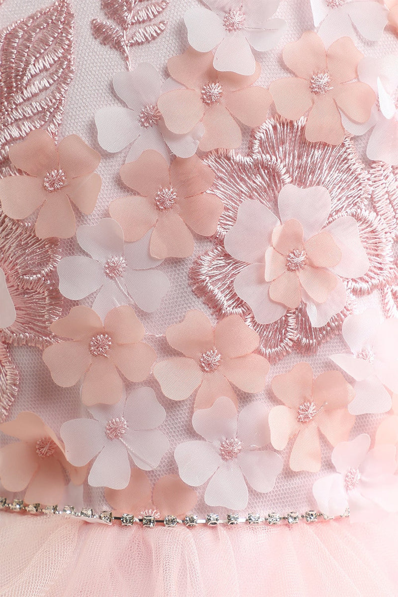 Load image into Gallery viewer, Pink Embroidery Tulle Flower Girl Dress
