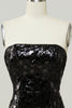 Load image into Gallery viewer, Black Sheath Strapless Sequin Prom Dress with Slit