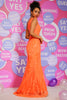 Load image into Gallery viewer, Orange One Shoulder Mermaid Sparkly Prom Dress with Sequins