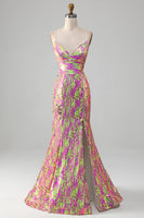 Load image into Gallery viewer, Pink Sparkly Mermaid Prom Dress with Slit