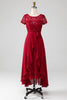 Load image into Gallery viewer, Sparkly Burgundy Asymmetrical Sequin Mother of Bride Dress with Appliques