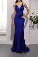 Load image into Gallery viewer, Royal Blue Satin Evening Dress