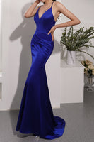 Load image into Gallery viewer, Royal Blue Satin Evening Dress