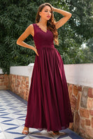 Load image into Gallery viewer, Long V-neck Bridesmaid Dress