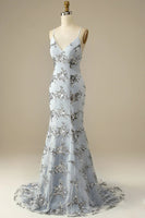 Load image into Gallery viewer, Beaded Backless Spaghetti Straps Prom Dress