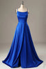 Load image into Gallery viewer, Royal Blue Halter Backless A Line Prom Dress with Slit