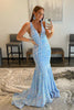 Load image into Gallery viewer, Blue Sequins Mermaid Sparkly Prom Dress
