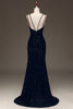 Load image into Gallery viewer, Black Sparkly Sequin Mermaid Long Prom Dress With Slit