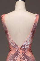 Load image into Gallery viewer, Blush Sparkly Sequin Mermaid Long Prom Dress With Slit