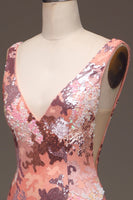 Load image into Gallery viewer, Blush Sparkly Sequin Mermaid Long Prom Dress With Slit