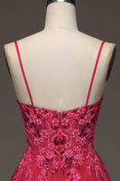 Load image into Gallery viewer, Spaghetti Straps A Line Red Prom Dress with Appliques