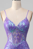 Load image into Gallery viewer, Mermaid Sparkly Purple Corset Prom Dress