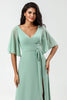 Load image into Gallery viewer, Chiffon V-neck Mint Bridesmaid Dress with Slit