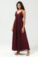 Load image into Gallery viewer, A-Line Sleeveless Burgundy Bridesmaid Dress