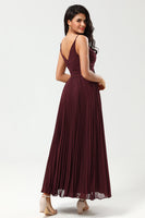 Load image into Gallery viewer, A-Line Sleeveless Burgundy Bridesmaid Dress
