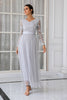 Load image into Gallery viewer, Grey Tulle V-neck Mother Dress