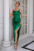 Load image into Gallery viewer, Green Sheath Prom Dress with Slit