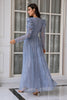 Load image into Gallery viewer, Blue Lace Long Prom Dress with Sleeves