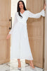 Load image into Gallery viewer, White V Neck Mother Dress with Long Sleeves