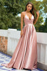 Load image into Gallery viewer, Pink Satin Prom Dress
