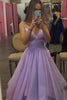 Load image into Gallery viewer, Glitter Spaghetti Straps Lavender Princess Prom Dress