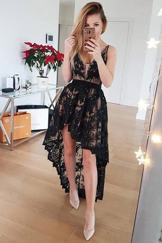 Black High Low Lace Party Dress