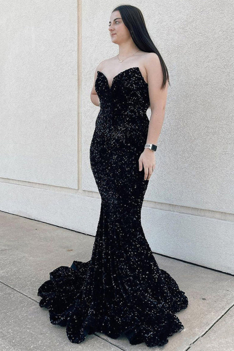 Load image into Gallery viewer, Mermaid Fuchsia Sequins Long Prom Dress