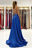Load image into Gallery viewer, Simple A Line Satin Burgundy Long Prom Dress with Slit