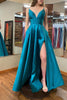 Load image into Gallery viewer, Blue A-line Simple Prom Dress with Slit