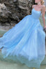 Load image into Gallery viewer, Sky Blue A-line Sparkly Prom Dress