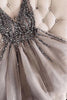 Load image into Gallery viewer, Grey Pink Sequins Graduation Dress with Beading