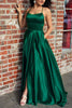 Load image into Gallery viewer, Green Satin A-line Backless Simple Prom Dress