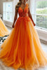 Load image into Gallery viewer, Tulle Orange Princess Prom Dress with Appliques