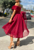 Load image into Gallery viewer, Burgundy Off The Shoulder Prom Dress
