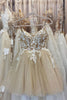 Load image into Gallery viewer, Beige Spaghetti Straps Short Prom Dress With Appliques