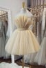 Load image into Gallery viewer, Strapless Beige A Line Short Prom Dress