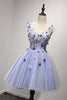 Load image into Gallery viewer, Purple V Neck A Line Short Party Dress