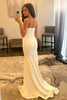 Load image into Gallery viewer, White Strapless Beading Mermaid Prom Dress with Slit